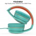 RORSOU R10 On-Ear Headphones with Microphone, Lightweight Folding Stereo Bass Headphones with 1.5M No-Tangle Cord, Portable Wired Headphones for Smartphone Tablet Computer MP3 / 4 (Black)